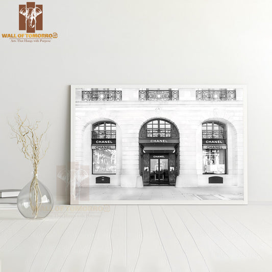Famous Fashion Shop in Place Vendome B&W High Quality Unframed Poster Print & Waterproof Poster Print Wall Décor