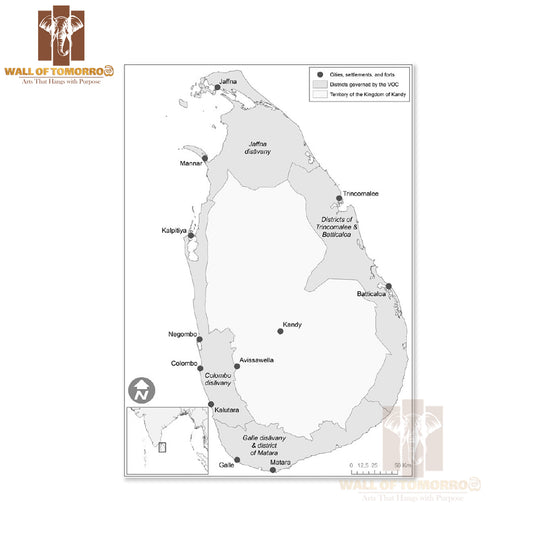 Map of Sri Lanka 1766-1796 High Quality Unframed Poster Print & Waterproof Poster Print Wall Décor in Sri Lanka