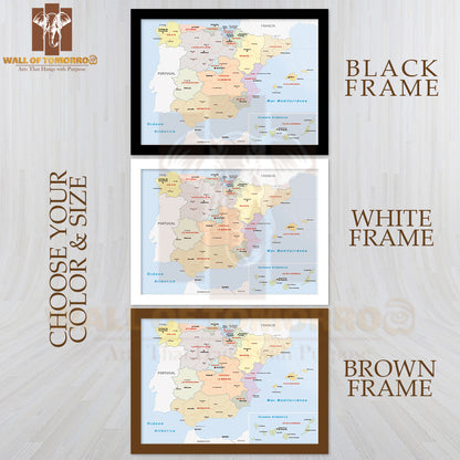 Autonomous Communities of Spain Educational High Quality Glass Frame Wall Décor