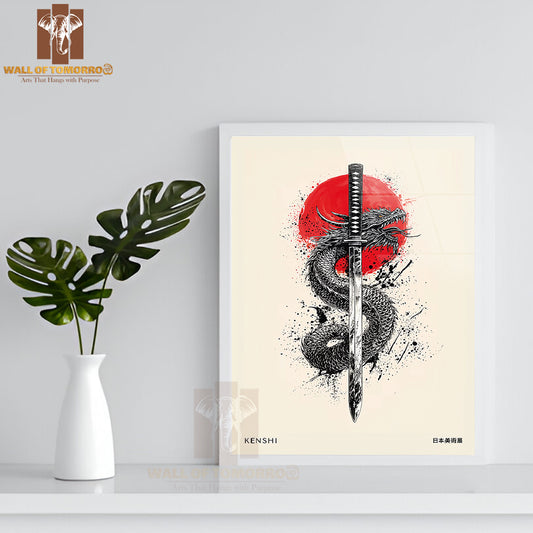 Kenshi Japandi Elegance Art High Quality Glass Frame Wall Décor