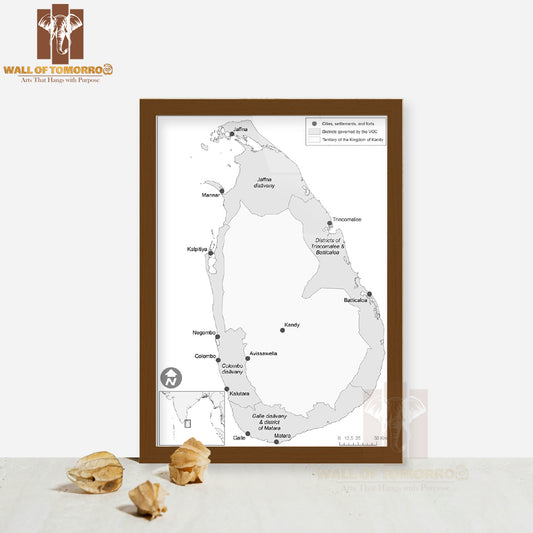 Map of Sri Lanka 1766-1796 High Quality Glass Frame Wall Décors in Sri Lanka