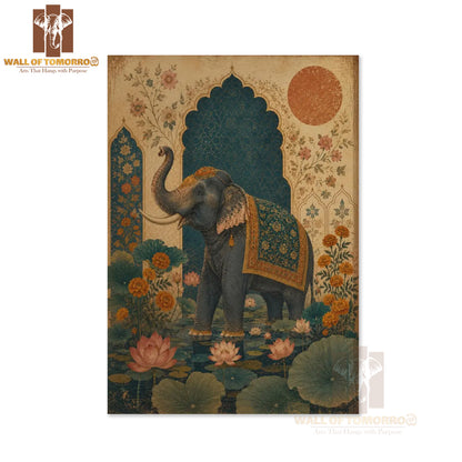 Decorated Elephant Amid Lotus Ponds and Flowers Animals High Quality Unframed Poster Print & Laminated Poster Print Wall Décor in Sri Lanka