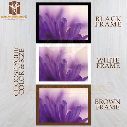 Abstract of Blue Petals of Aster High Quality Glass Frame Wall Décor