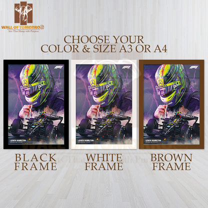 Famous Racer In His F1 Car Sports High Quality Glass Frame Wall Décor