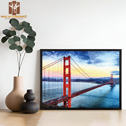 Famous Golden Gate Bridge, San Francisco At Night, USA High Quality Unframed Poster Print & Waterproof Poster Print Wall Décor
