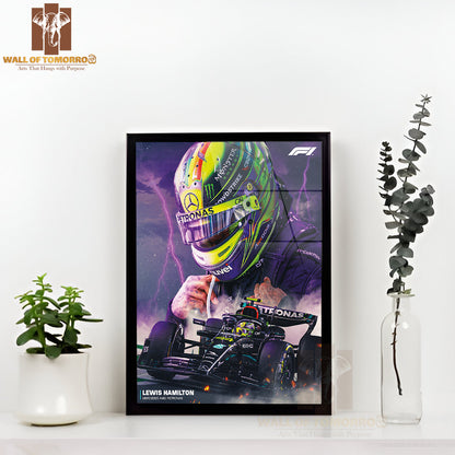Famous Racer In His F1 Car Sports High Quality Glass Frame Wall Décor