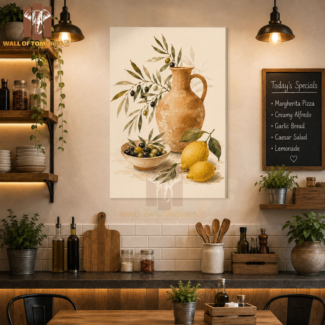 Olives & Lemon with Pot Kitchen & Restaurant High Quality Unframed Poster Print & Waterproof Poster Print Wall Décor in Sri Lanka
