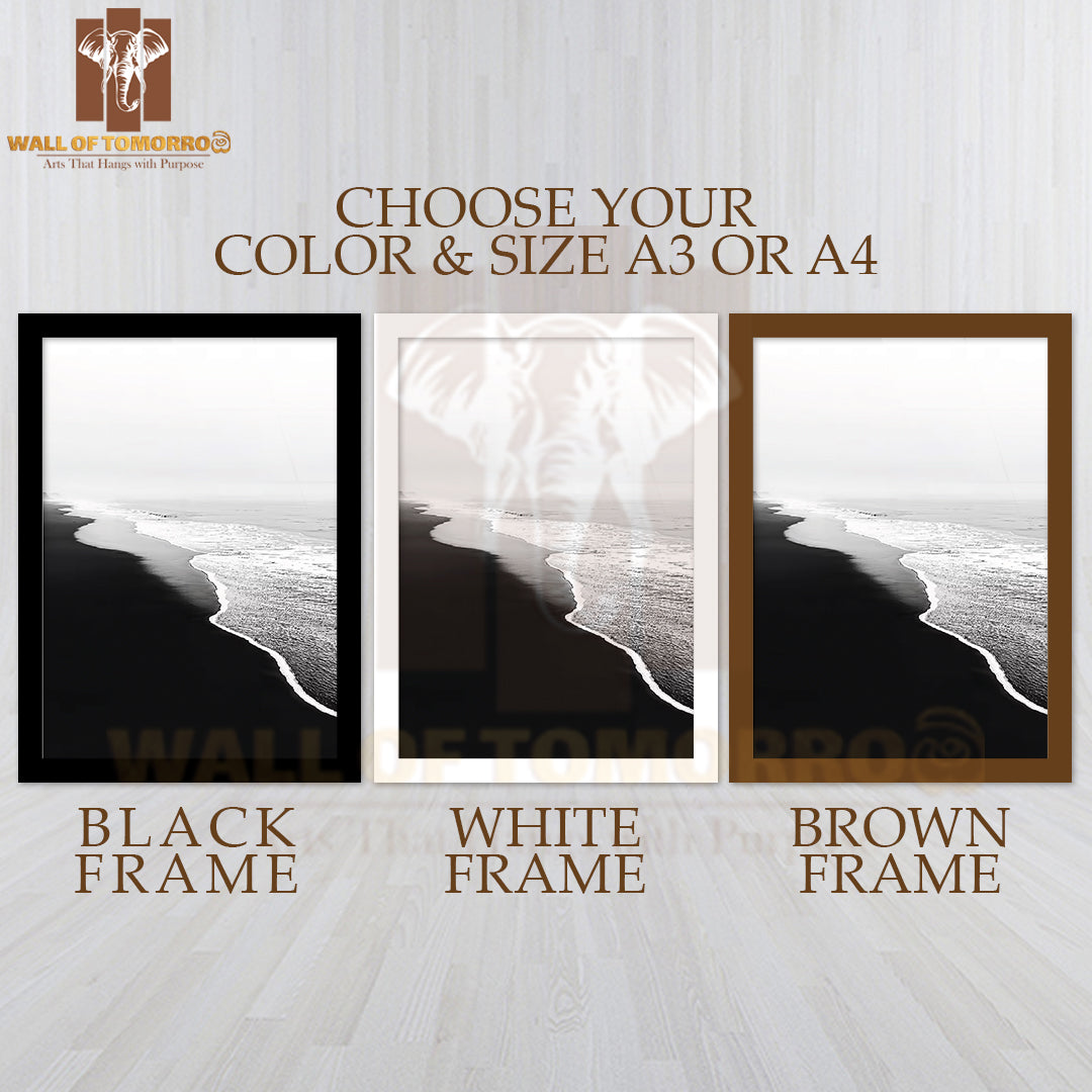 Monochrome Coastline Elegance Art High Quality Glass Frame Wall Décor