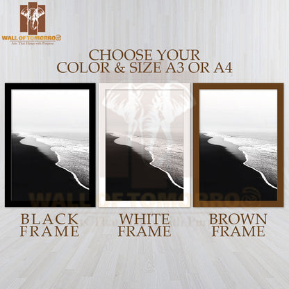 Monochrome Coastline Elegance Art High Quality Glass Frame Wall Décor