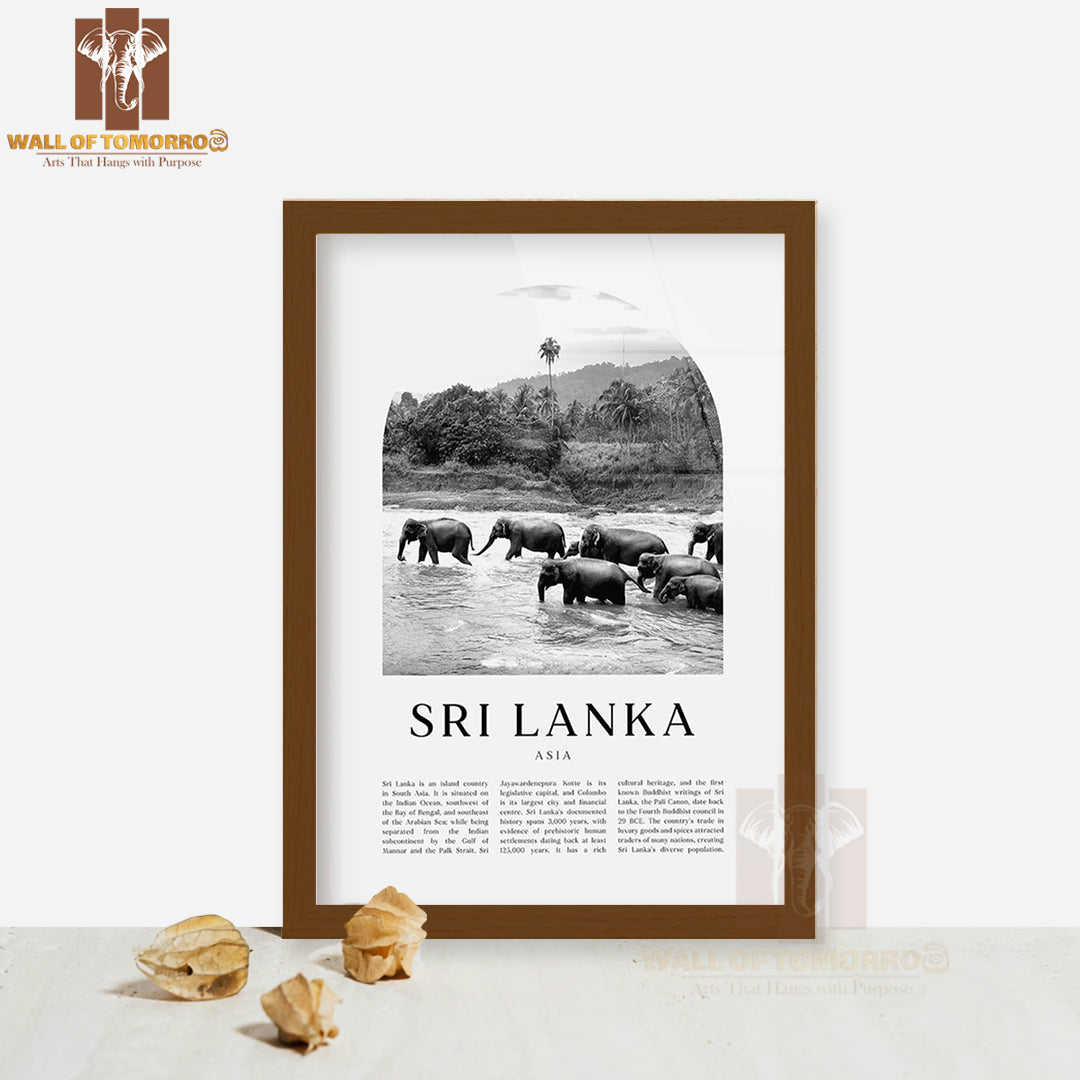 Sri Lanka Black And White, Asia Travel High Quality Glass Frame Wall Décor
