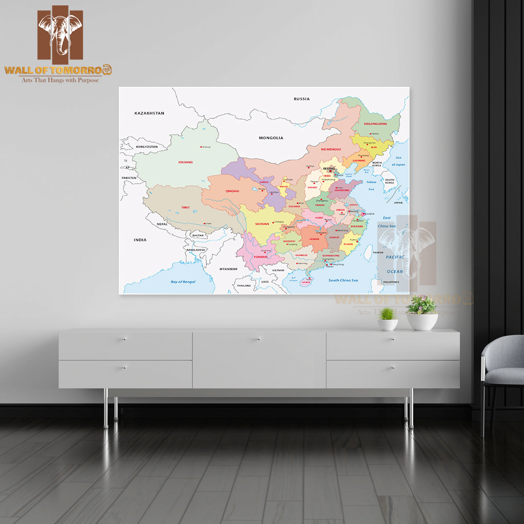 Administrative Divisions of China Educational High Quality Unframed Poster Print & Waterproof Poster Print Wall Décor