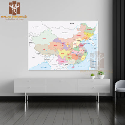 Administrative Divisions of China Educational High Quality Unframed Poster Print & Waterproof Poster Print Wall Décor