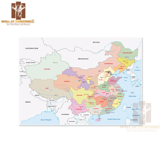 Administrative Divisions of China Educational High Quality Unframed Poster Print & Waterproof Poster Print Wall Décor
