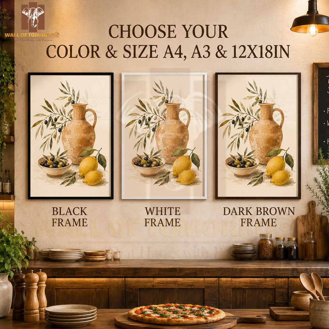 Olives & Lemon with Pot Kitchen & Restaurant High Quality Glass Frame Wall Décors in Sri Lanka