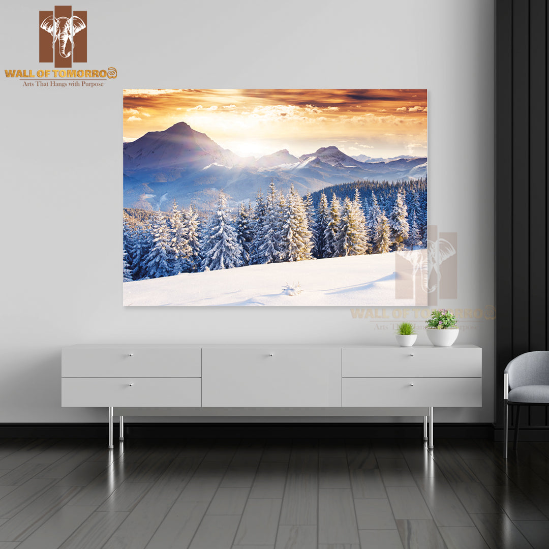 Fantastic Evening Winter Landscape, Dramatic Overcast Sky High Quality Unframed Poster Print & Waterproof Poster Print Wall Décor