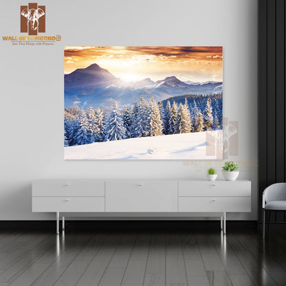 Fantastic Evening Winter Landscape, Dramatic Overcast Sky High Quality Unframed Poster Print & Waterproof Poster Print Wall Décor