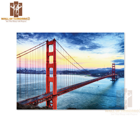 Famous Golden Gate Bridge, San Francisco At Night, USA High Quality Unframed Poster Print & Waterproof Poster Print Wall Décor