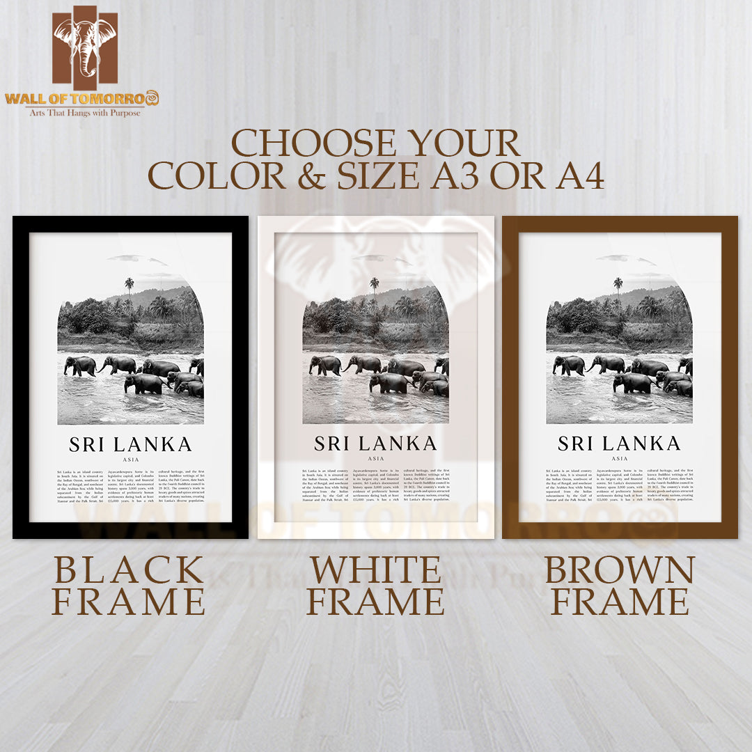 Sri Lanka Black And White, Asia Travel High Quality Glass Frame Wall Décor