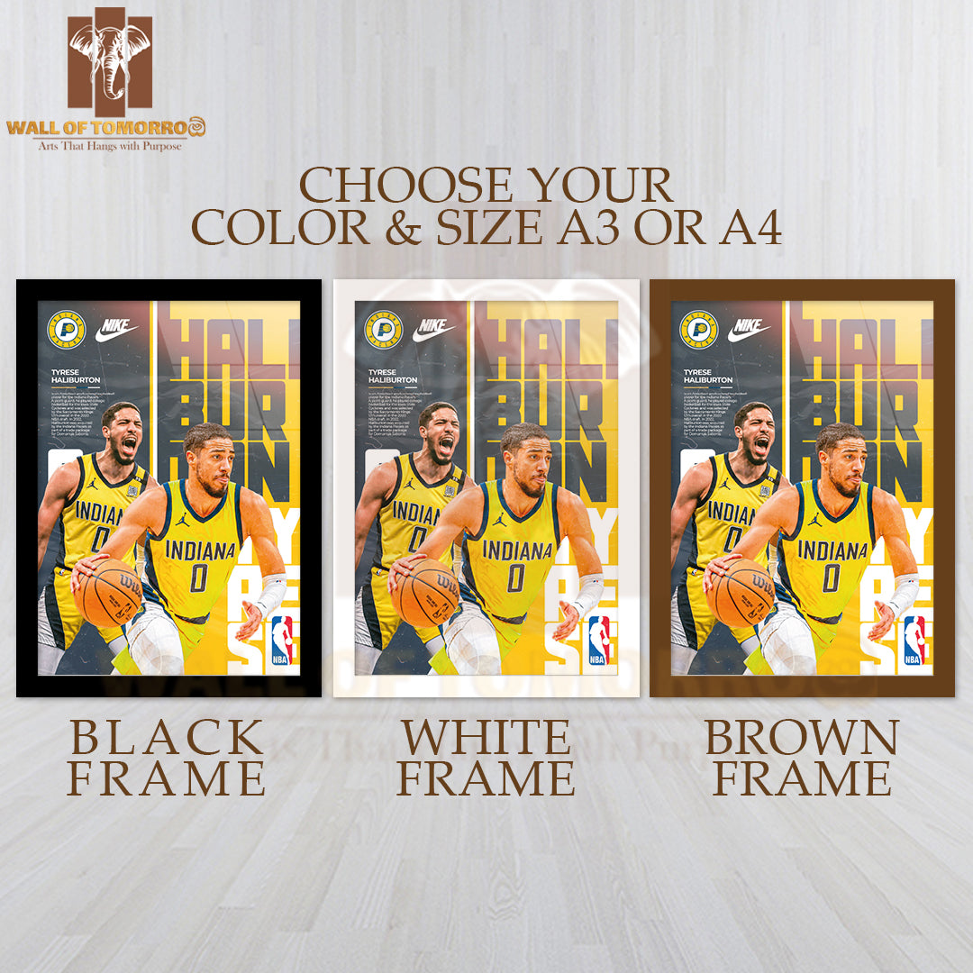 Famous Basketball Team Player in Yellow Sports High Quality Glass Frame Wall Décor