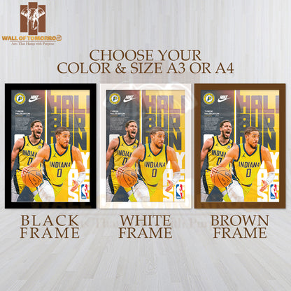 Famous Basketball Team Player in Yellow Sports High Quality Glass Frame Wall Décor
