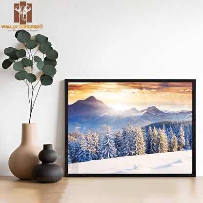 Fantastic Evening Winter Landscape, Dramatic Overcast Sky High Quality Unframed Poster Print & Waterproof Poster Print Wall Décor