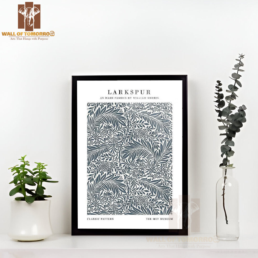 William Morris Larkspur Art High Quality Glass Frame Wall Décor