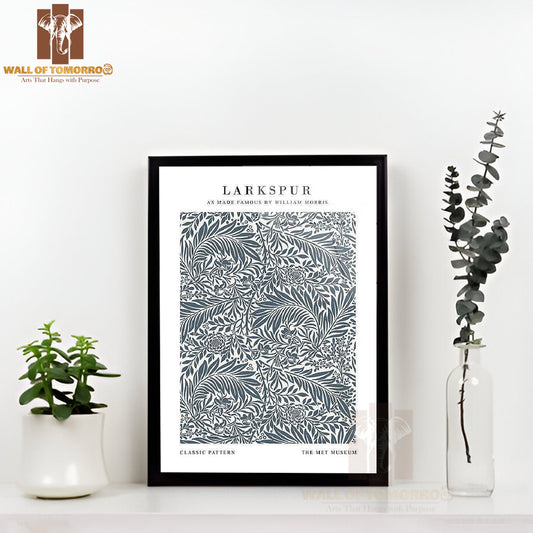 William Morris Larkspur Art High Quality Glass Frame Wall Décor