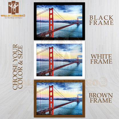 Famous Golden Gate Bridge, San Francisco At Night, USA High Quality Unframed Poster Print & Waterproof Poster Print Wall Décor
