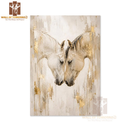 White & Gold Horses Painting Animals High Quality Unframed Poster Print & Laminated Poster Print Wall Décor in Sri Lanka
