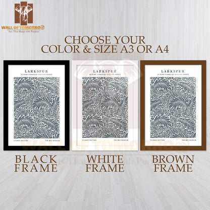 William Morris Larkspur Art High Quality Glass Frame Wall Décor
