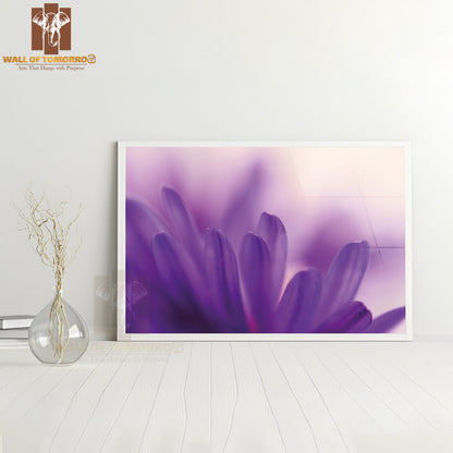 Abstract of Blue Petals of Aster High Quality Glass Frame Wall Décor