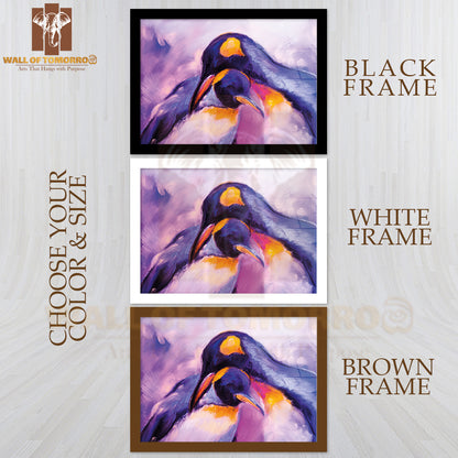 Pastel Painting of Cartoon Penguins High Quality Unframed Poster Print & Waterproof Poster Print Wall Décor