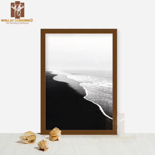 Monochrome Coastline Elegance Art High Quality Glass Frame Wall Décor