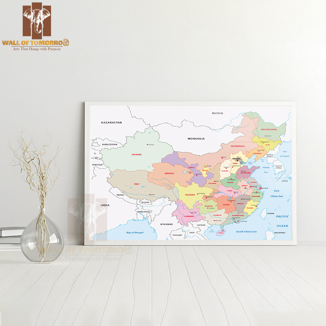Administrative Divisions of China Educational High Quality Glass Frame Wall Décor
