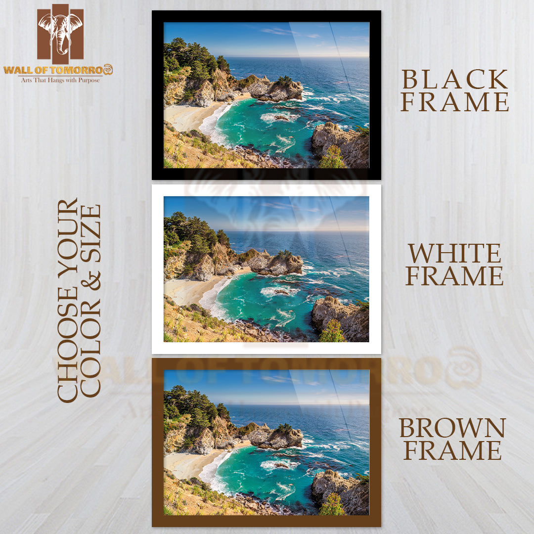 Fine Beach and Falls, Pacific Coast, Julia Pfeiffer Beach High Quality Unframed Poster Print & Waterproof Poster Print Wall Décor