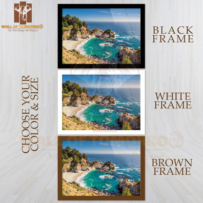Fine Beach and Falls, Pacific Coast, Julia Pfeiffer Beach High Quality Unframed Poster Print & Waterproof Poster Print Wall Décor
