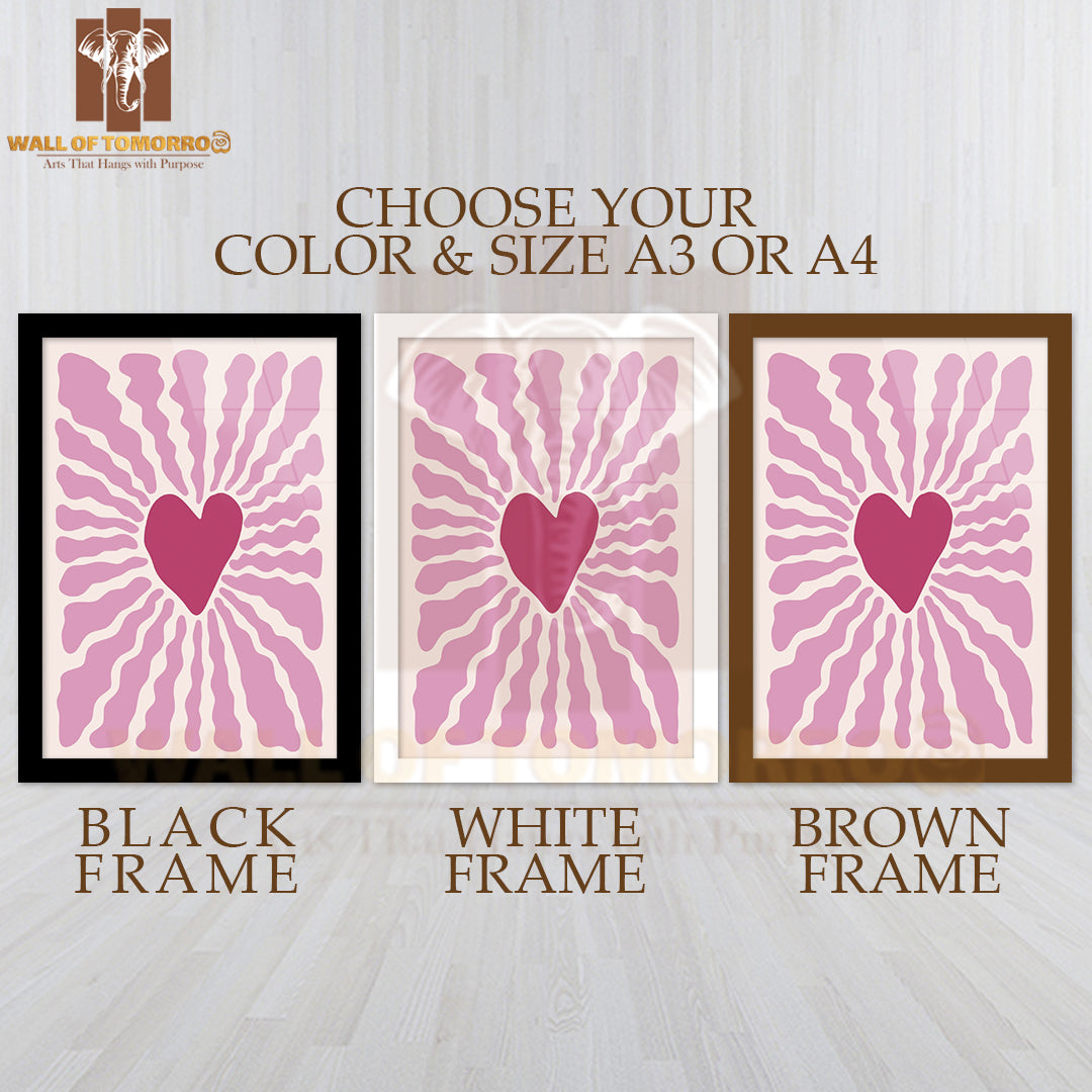 Heart Shape Centered on a Purple Background High Quality Glass Frame Wall Décors in Sri Lanka