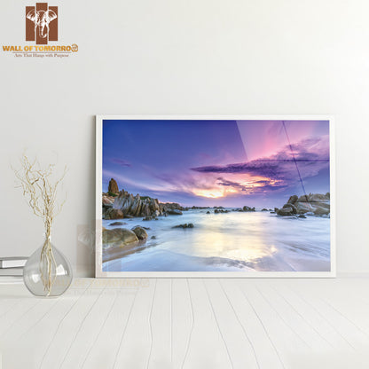 Dawn On the Beach with Brightly Colored Clouds High Quality Unframed Poster Print & Waterproof Poster Print Wall Décor