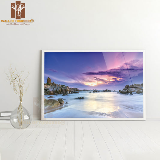 Dawn On the Beach with Brightly Colored Clouds High Quality Unframed Poster Print & Waterproof Poster Print Wall Décor