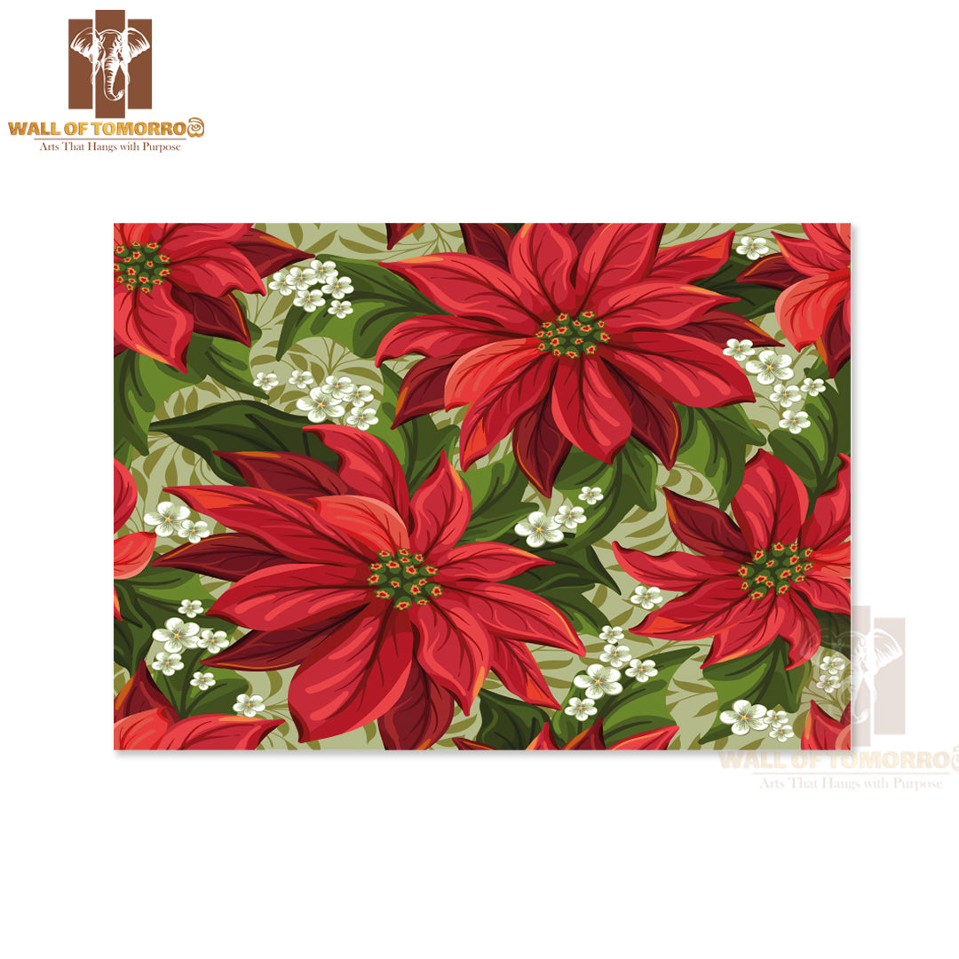 Wonderful Seamless Background with Poinsettia High Quality Unframed Poster Print & Waterproof Poster Print Wall Décor