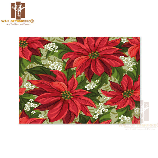 Wonderful Seamless Background with Poinsettia High Quality Unframed Poster Print & Waterproof Poster Print Wall Décor