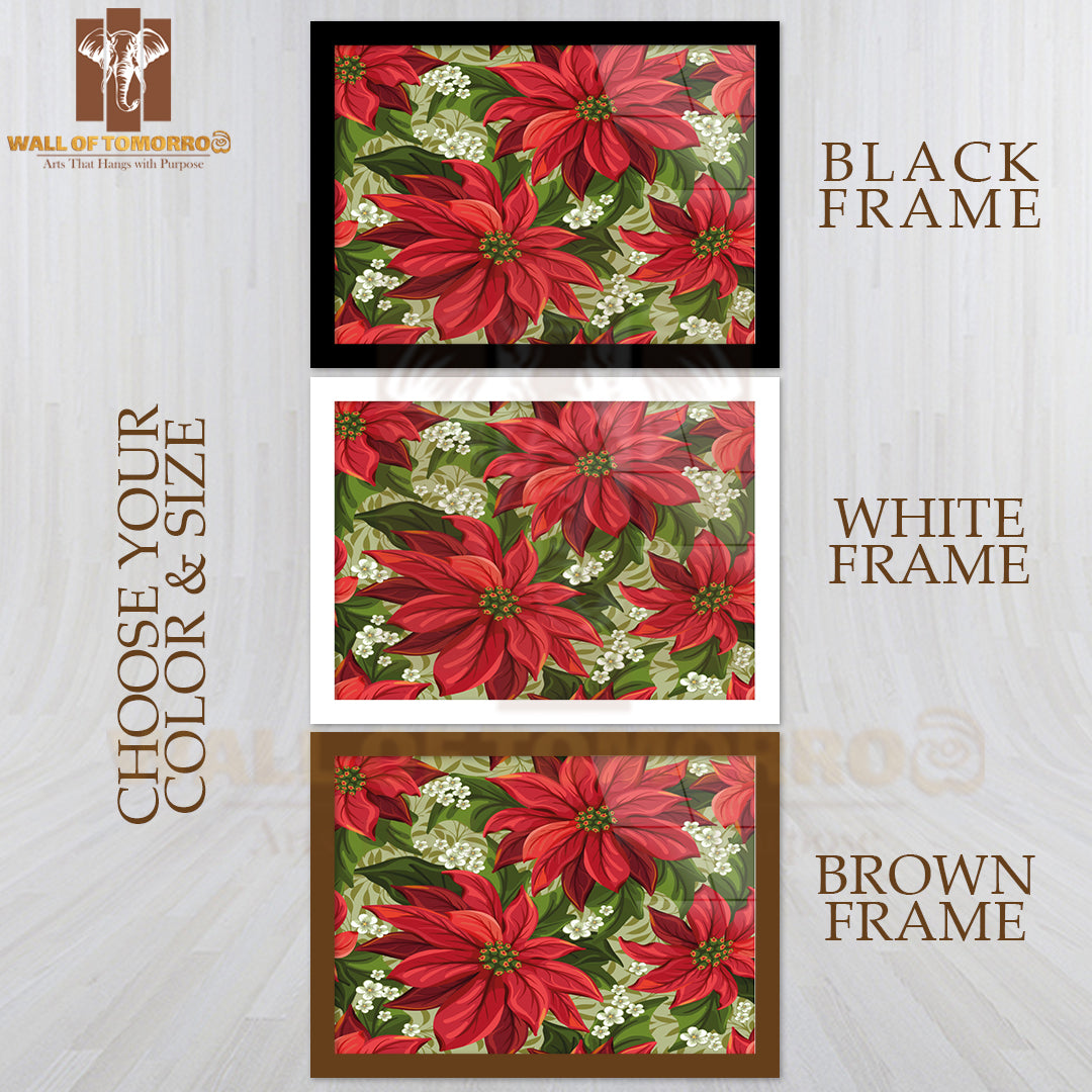 Wonderful Seamless Background with Poinsettia High Quality Unframed Poster Print & Waterproof Poster Print Wall Décor
