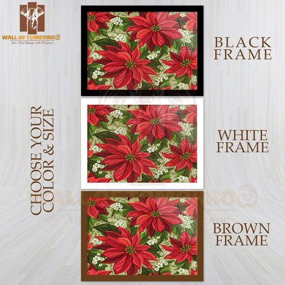 Wonderful Seamless Background with Poinsettia High Quality Unframed Poster Print & Waterproof Poster Print Wall Décor