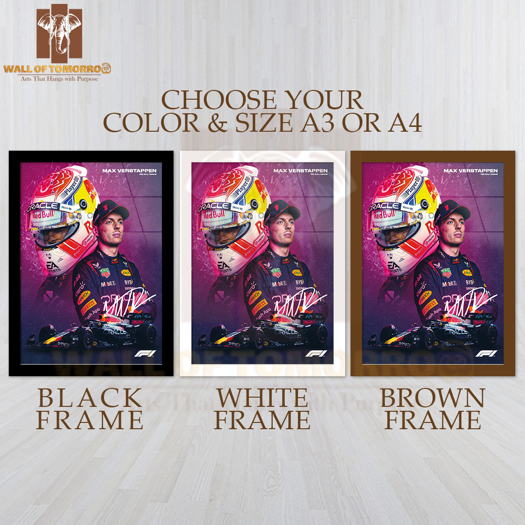 Famous Racer Driving His Formula 1 Sports High Quality Glass Frame Wall Décor