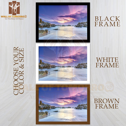 Dawn On the Beach with Brightly Colored Clouds High Quality Unframed Poster Print & Waterproof Poster Print Wall Décor