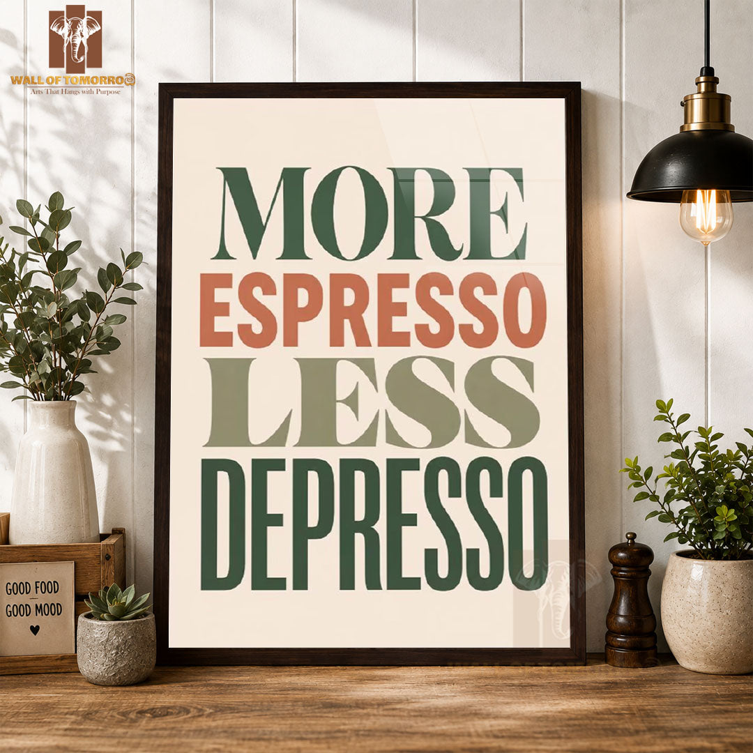 More Espresso, Less Depresso Kitchen & Restaurant High Quality Glass Frame Wall Décors in Sri Lanka