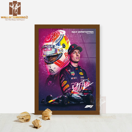 Famous Racer Driving His Formula 1 Sports High Quality Glass Frame Wall Décor