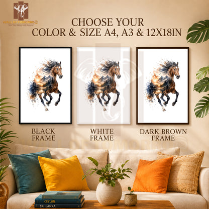 Horse with Scenery Animals High Quality Glass Frame Wall Décor in Sri Lanka