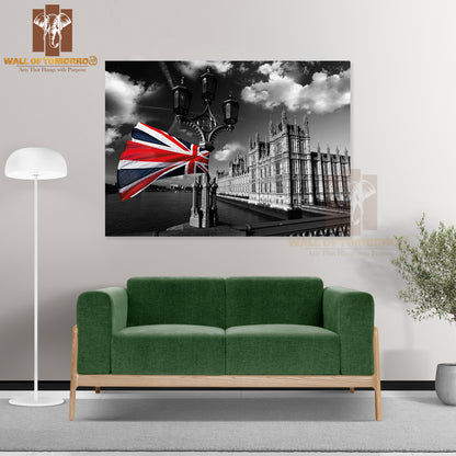 Houses Of Parliament with Flag of England, London, UK High Quality Unframed Poster Print & Waterproof Poster Print Wall Décor