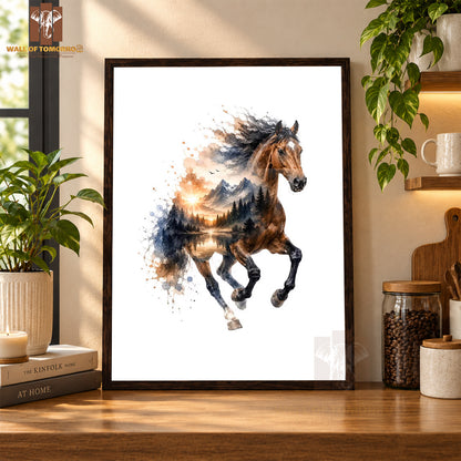 Horse with Scenery Animals High Quality Glass Frame Wall Décor in Sri Lanka